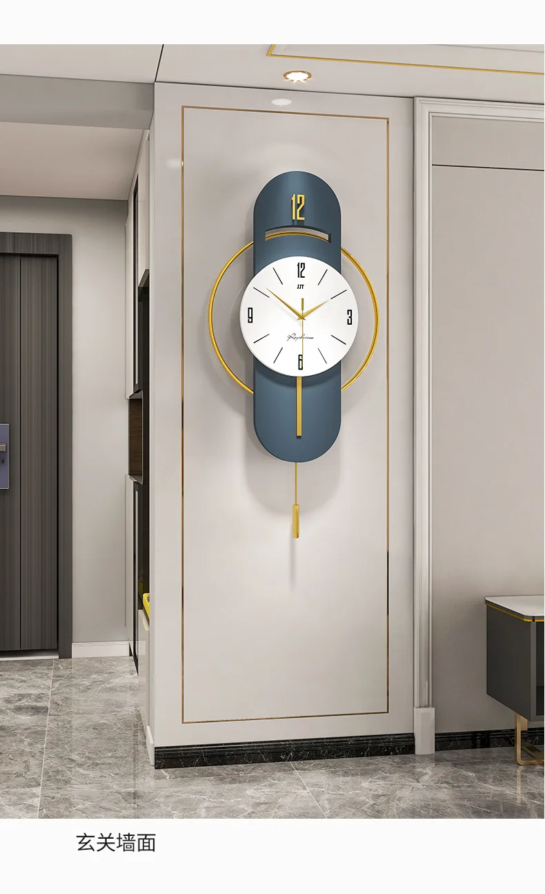 Large Nordic Luxury Wall Clock Modern Design Swinging Living Room Wall Watch Simple Iron Hanging Clocks Home Decor