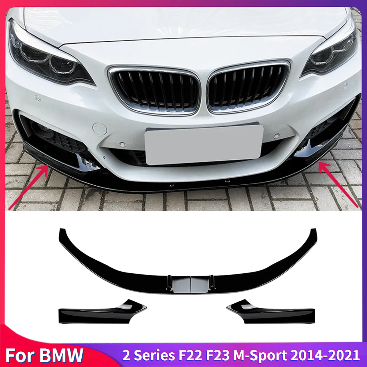 

Car Front Bumper Spoiler Lip Bumper Diffuser Guard Tuning For BMW 2 Series F22 F23 M235i M240i 220i 228i 230i M-Sport 2014-2021