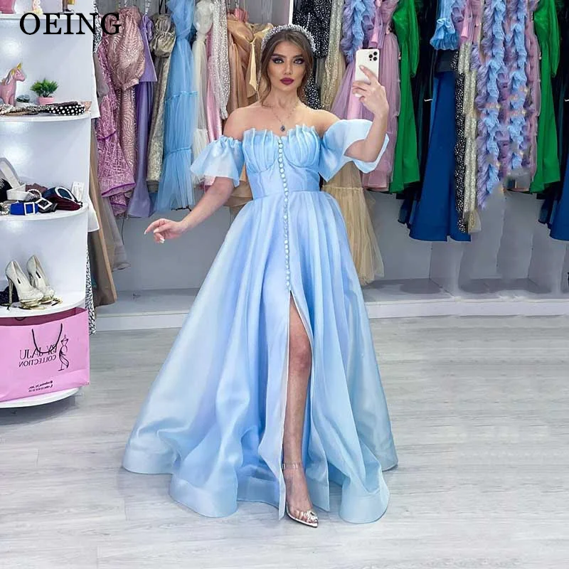 

OEING Elegant Sweetheart Evening Party Dresses Side Split Ruffles Long Prom Gowns Lady Event Occasion Dress vestidos de noche