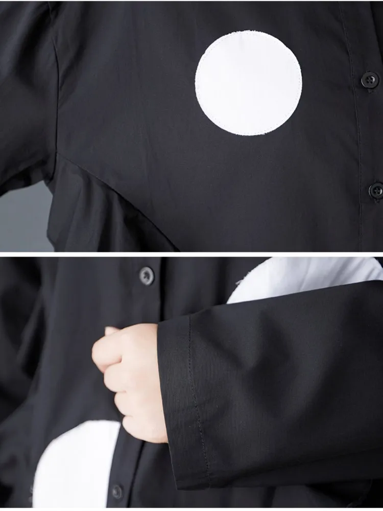 Oversized lente shirt met lange mouwen Dames Polka Dot Mode Damesblouses Casual losse geplooide damesoverhemden