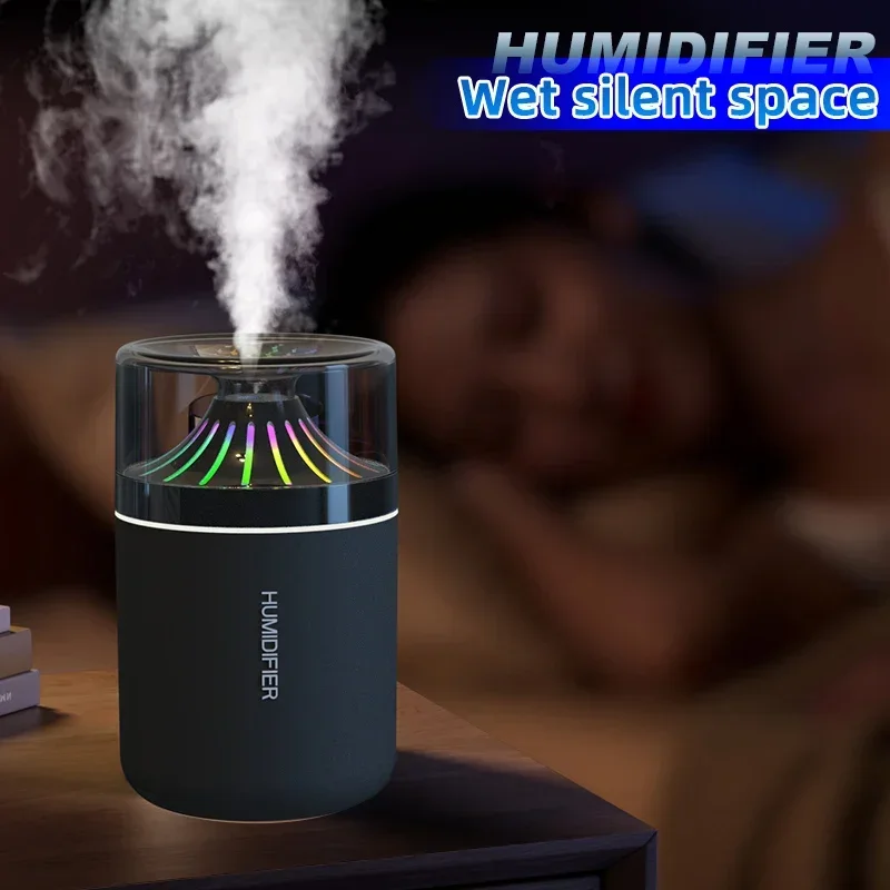 Colorful Gradual Change Atmosphere Light Vehicle Mounted Humidifier with Noise Reduction Mute Delicate Spray for Fresh Air