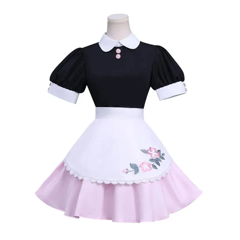 زي تنكري لفيلم ميراكيلوس دوبين-تشنغ، فستان خادمة مارينيت لوليتا، مجموعة كاملة مع باروكة لحفلة الهالوين، بدلة كوميك-كون