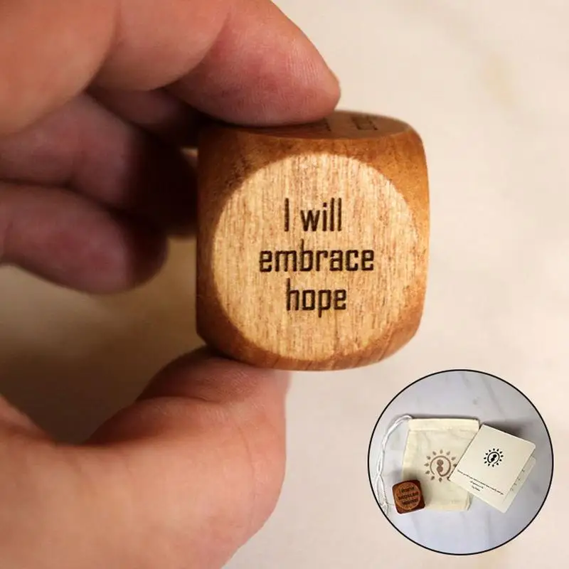 Dice Positive Affirmation Portable Entertainment Dice Wooden Motivational Dice For Men Women Family Party Game Dice