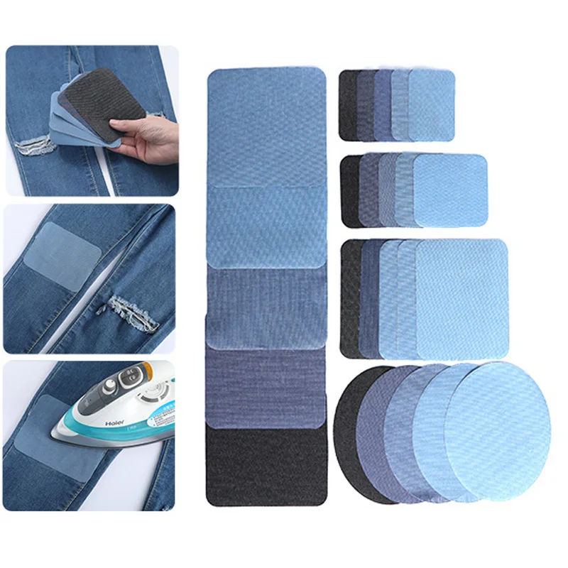 5/25Pcs Iron on Patches For Clothes Jeans Repair Inside & Outside Durable 100% Cotton Fabric Assorted Shades Repair Decorating