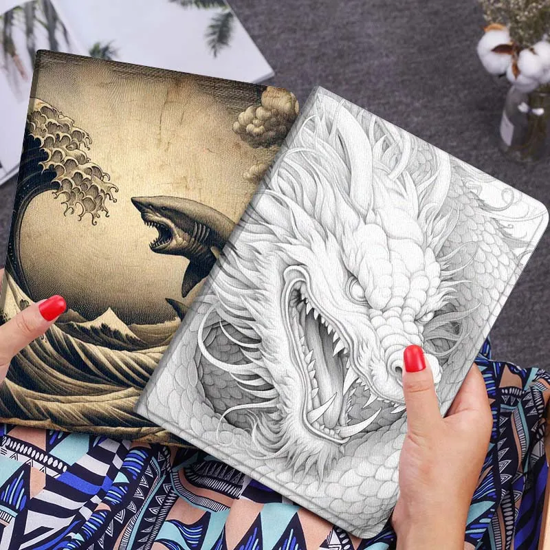 

Chinese Dragon Head Sketch Gift Tablet Case For Huawei Honor MatePad MediaPad Air 5 6 7 11 V6 V7 V8 V9 X9 X8 T10 T10s C5e T5