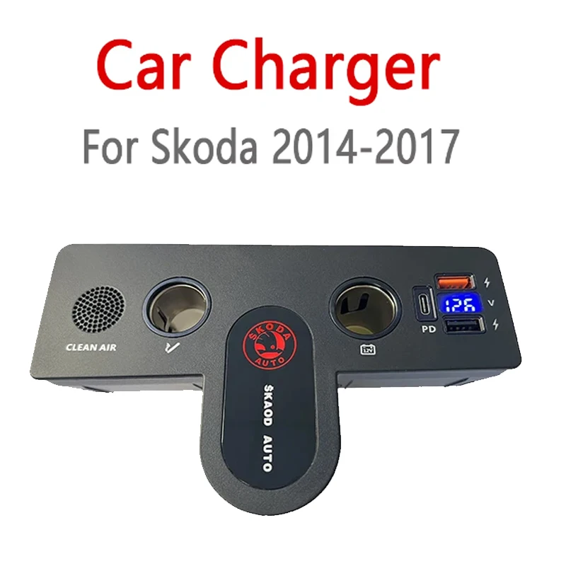 Car Charger for VW Skoda 2014-2017 Cigarette Lighter USB Fast Charging QC3.0 PD3.0 for iPhone, Samsung, and Xiaomi