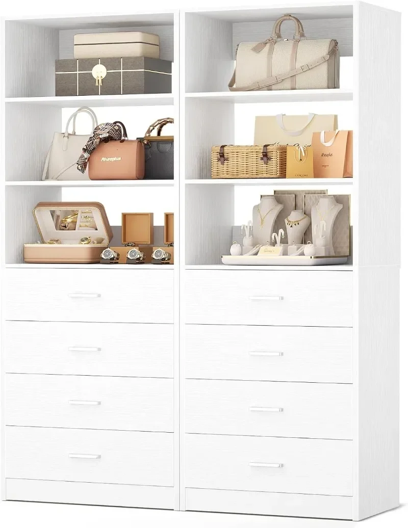 

Aheaplus Closet Drawers Organizer System, 3.54FT Wood Closet System with 4 Drawers, Modular Walk-in Closets Storage Unit