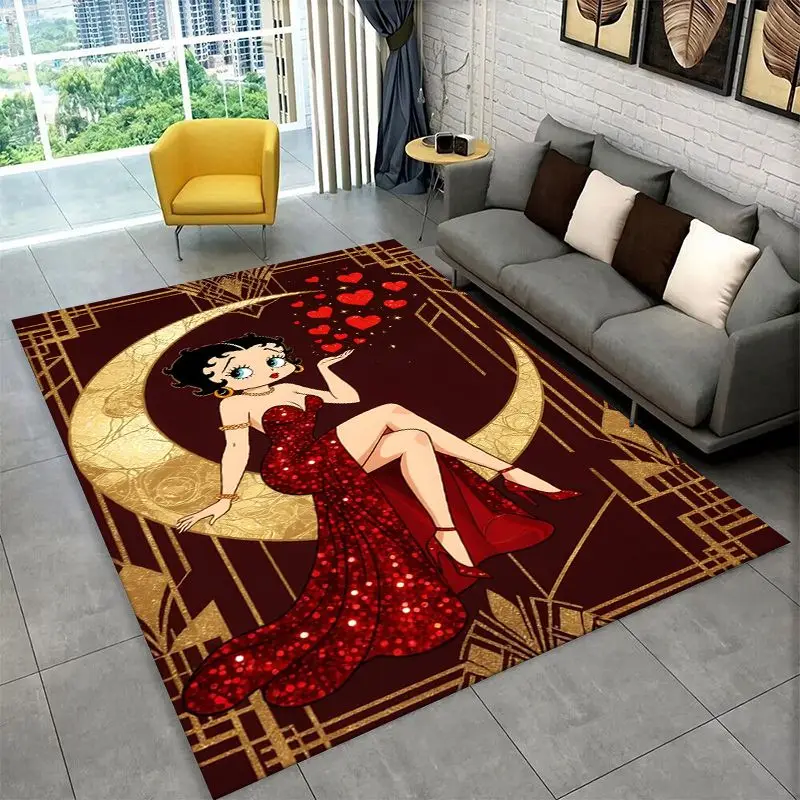Retro Cartoon B-Betty B-Boop Cute Girl Carpet Rug for Bedroom Living Room Sofa Home Decor,Game Area Rug Non-slip Floor Mat Fest