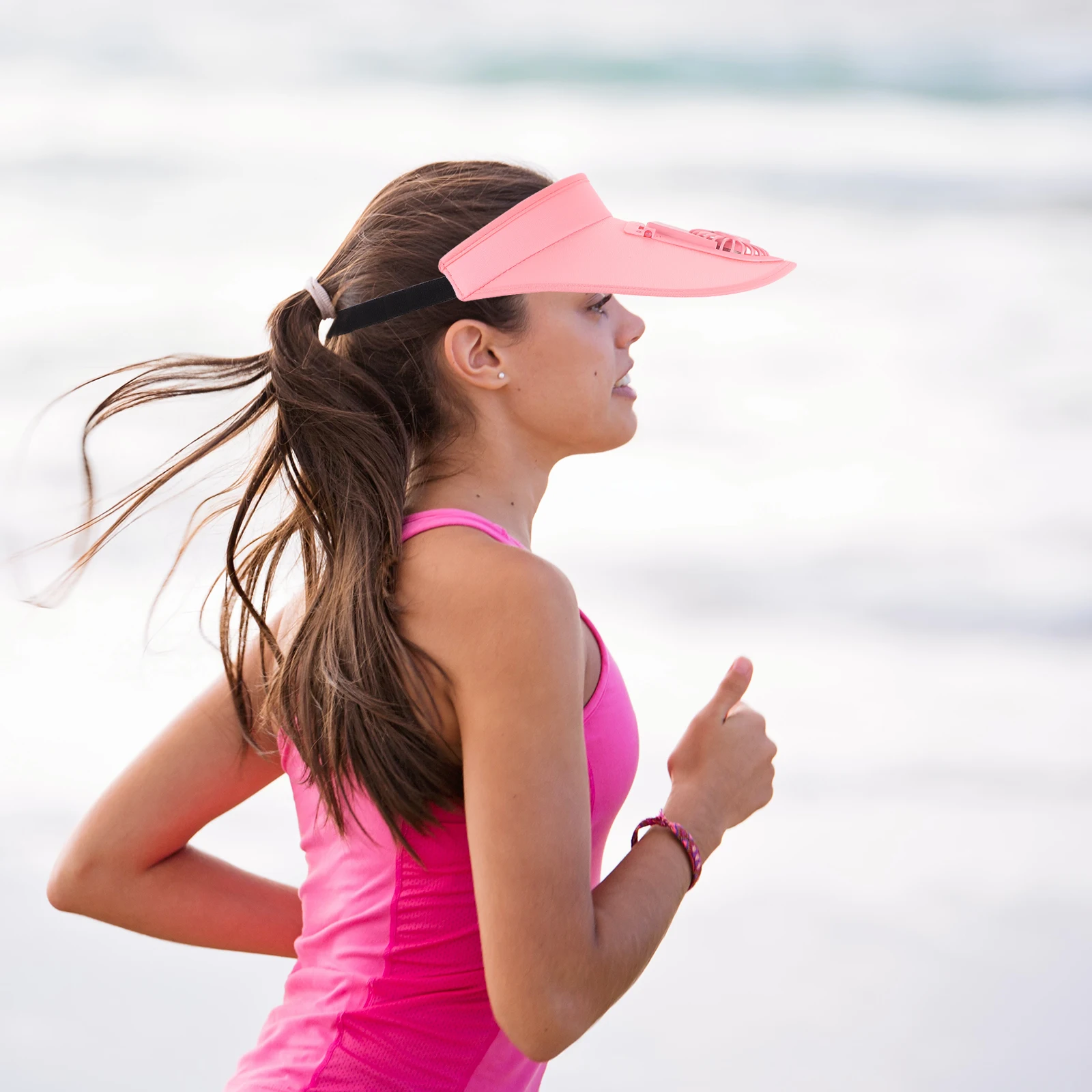 

Summer Cooling Fan Sun Protection Cap Durable Hat Cotton Visor Fan Adjustable Size Travel Fishing Climb Ball Game