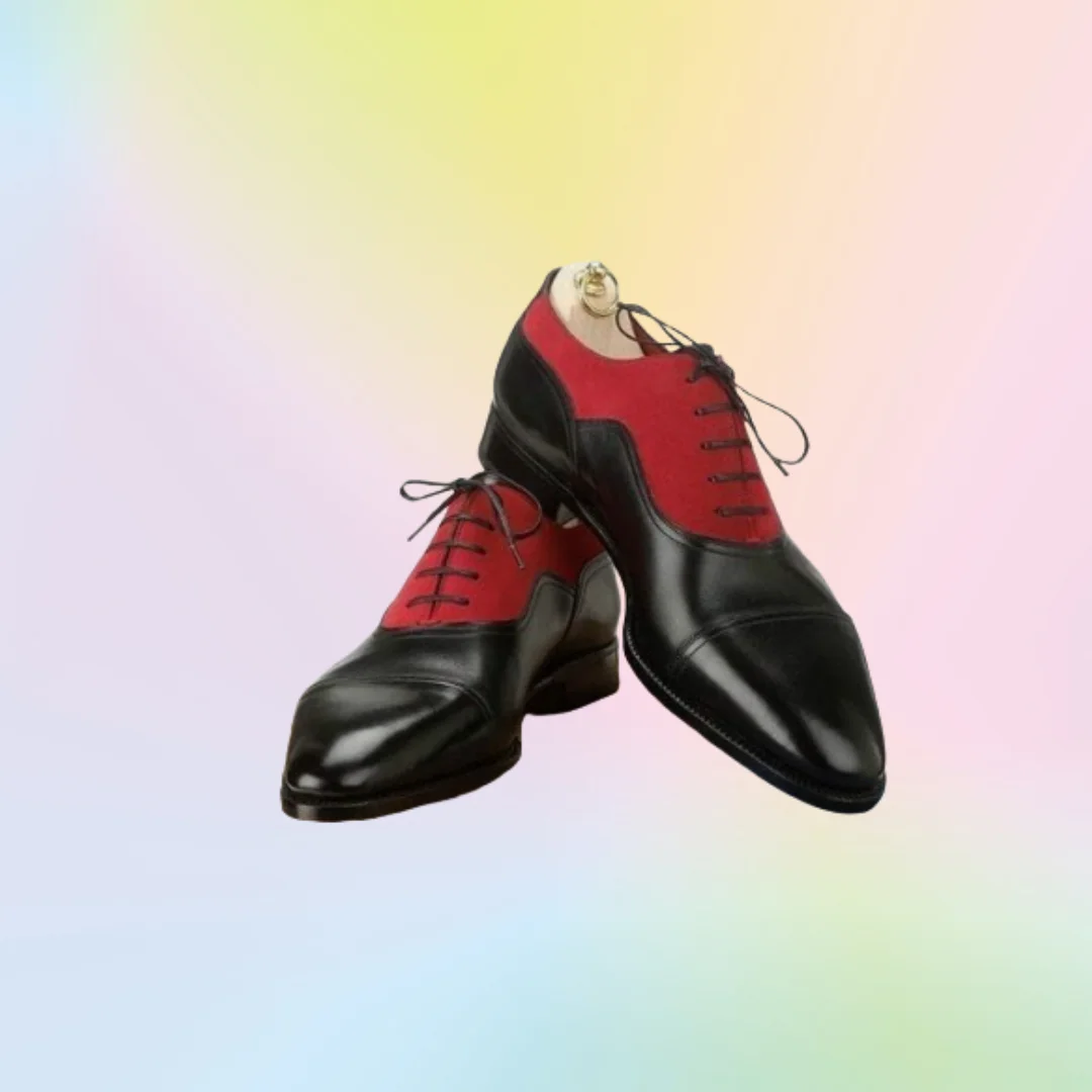 

Red Surface Black Lace up Men Shoes Patchwork Men's Dress Shoes Gentlemen Slip on Party Shoes Big Size 47 Sprig Autumn