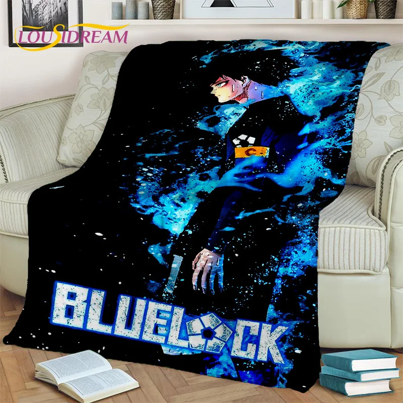 3D Blue Lock Cartoon Football Anime Blanket,Soft Throw Blanket for Home Bedroom Bed Sofa Picnic Travel Office Cover Blanket Kids