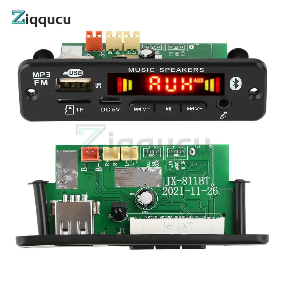 DC 6-18V Mp3 Decoder Board with 2*20W Amplifier Bluetooth 5.0 Car FM Radio Module TF USB Recording Call Lossless Motherboard