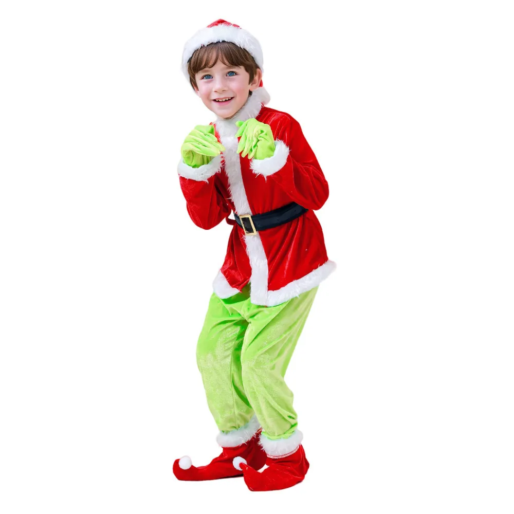 Halloween Explosive Green Hairy Monster Grinch Costume Santa Claus With Pantsuits Play Clothing Wholesale