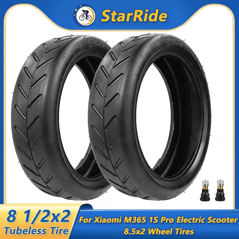 

8 1/2x2 Tubeless Vacuum Tire with Valve 8.5-Inch Front Rear Replacement Tyre for Xiaomi M365 1S Pro Scooter 8.5x2 Wheel Tires