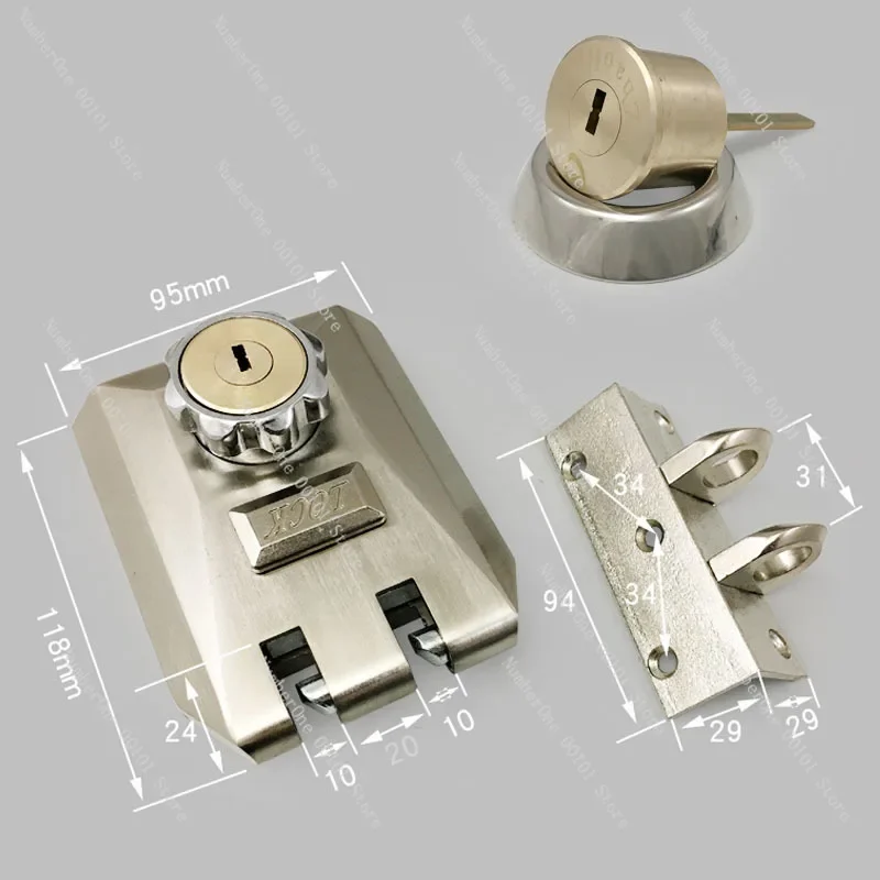 Outdoor Sliding Door Steel Gate Lock Strength Wheel Hook Warehouse Iron Door Lock Automatic Latch Exterior Double Open Sliding