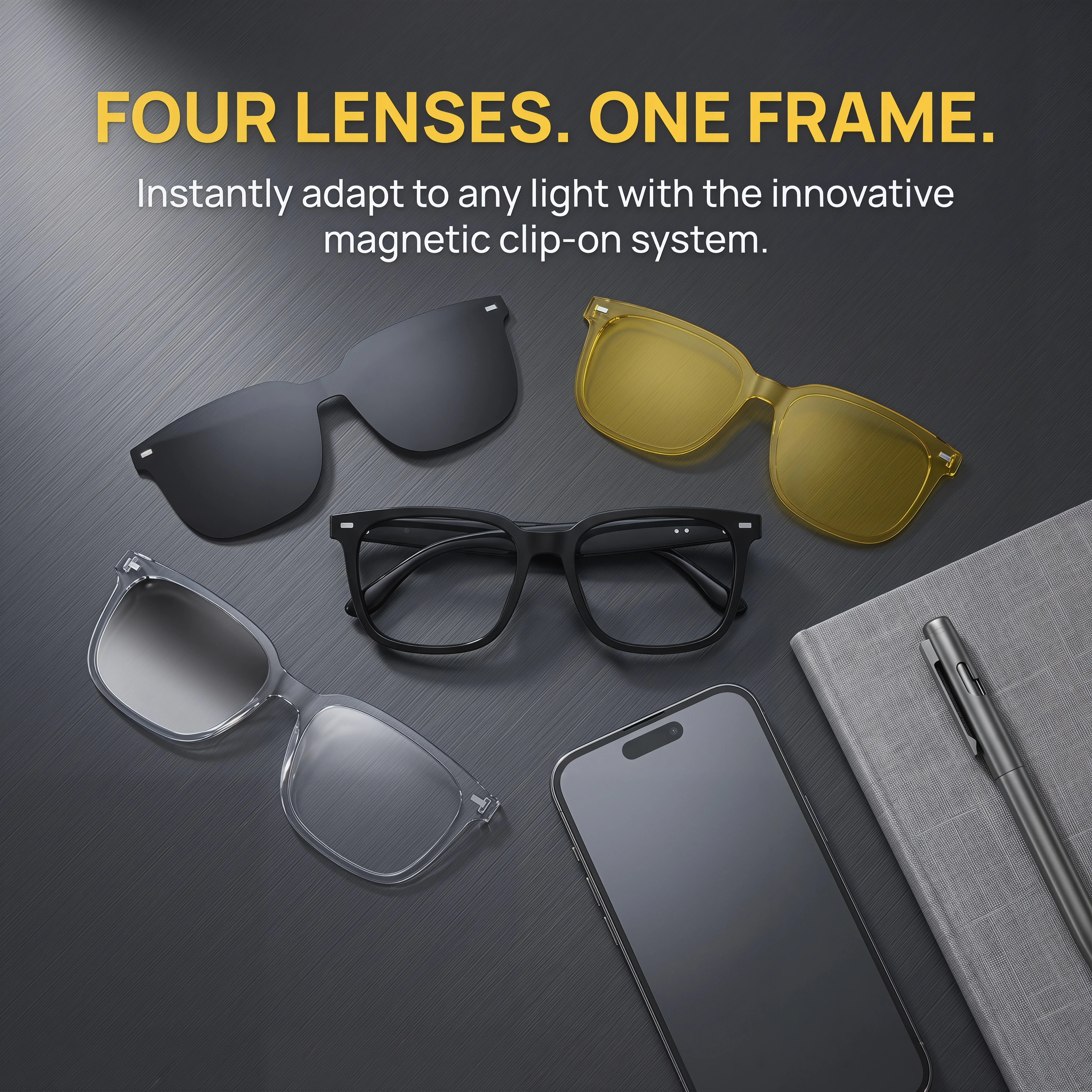 AI Open-Ear Bluetooth Glasses Magnetic Suction Lenses Real-time Translation Calls&Music Global Travel Trade Communication view 3