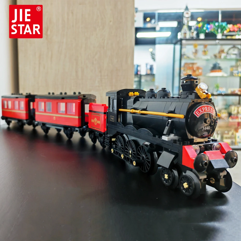 Jiestar Creative Expert Ideas The GWR Steam Train Track Railway Express Bricks Moc Modular Building Blocks Model Toys Gift 59002