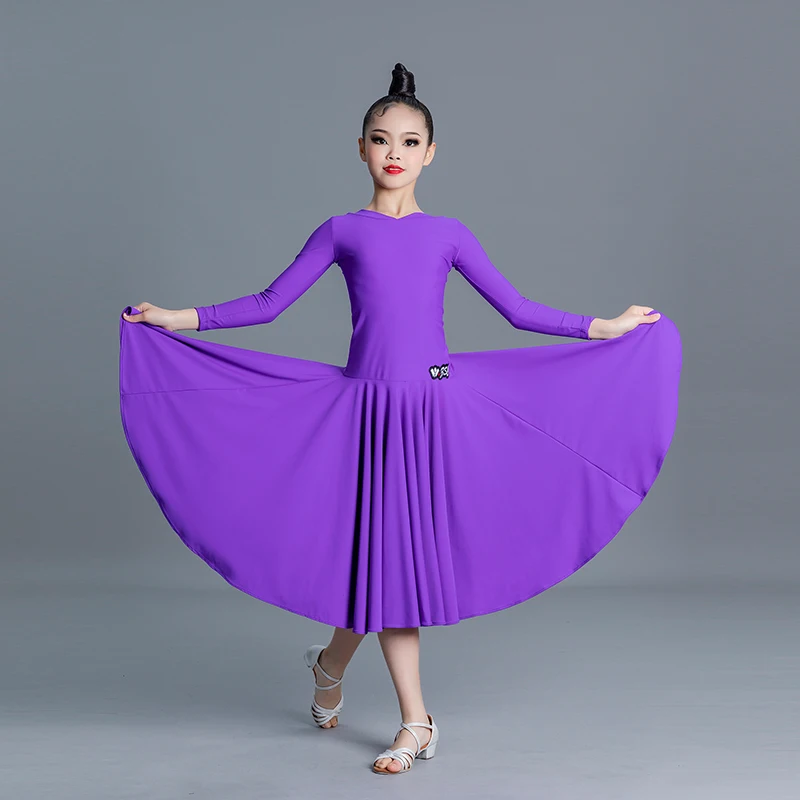 Fashion National Standard Waltz Ballroom Dance Dress Girls Long Sleeved Latin Dance Competition Costume Modern Dance Wear SL8366