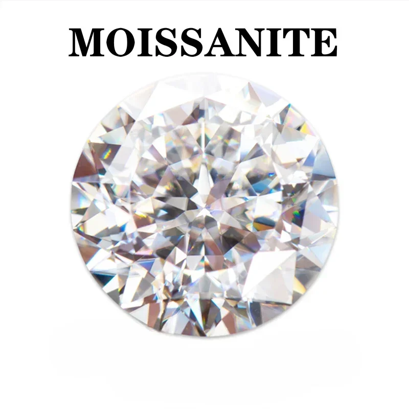 Moissanite Stone Round Shape VVS1 100 Faces Nine Arrows D Color DIY for Charms Necklace Earrings Main Materials with Certificate