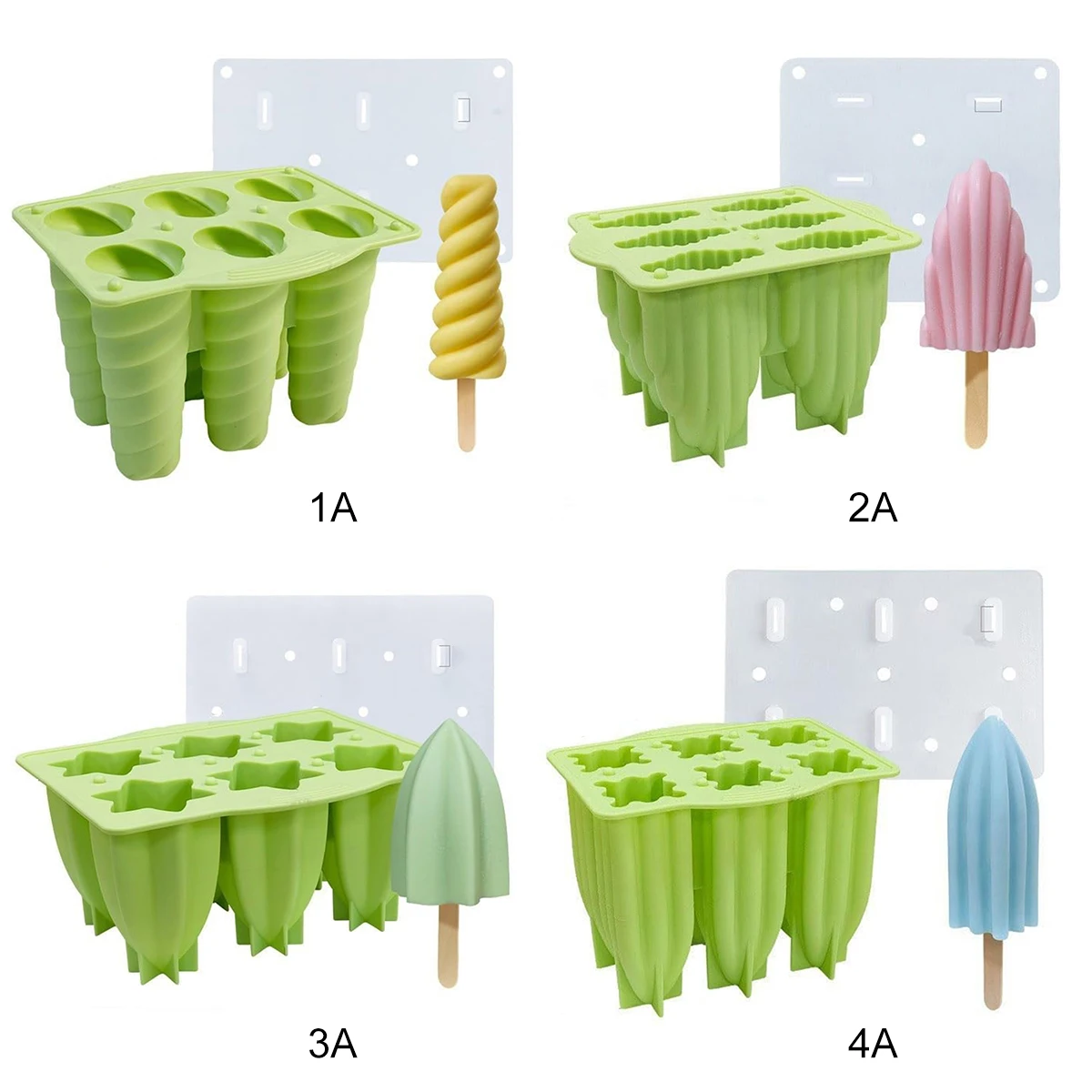 Silicone Popsicle Molds Kids Homemade Ice Cream Molds 6 Holes Spiral Ice Cream Silicone Molds Kitchen Tools Ice Making Molds