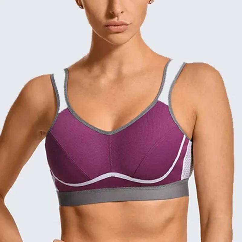 Womens Bounce Control Sports Bra Comfortable Moisture-wicking Full Coverage Non-Padded Wirefree Underwear 34 36 38 40 42 44C D F