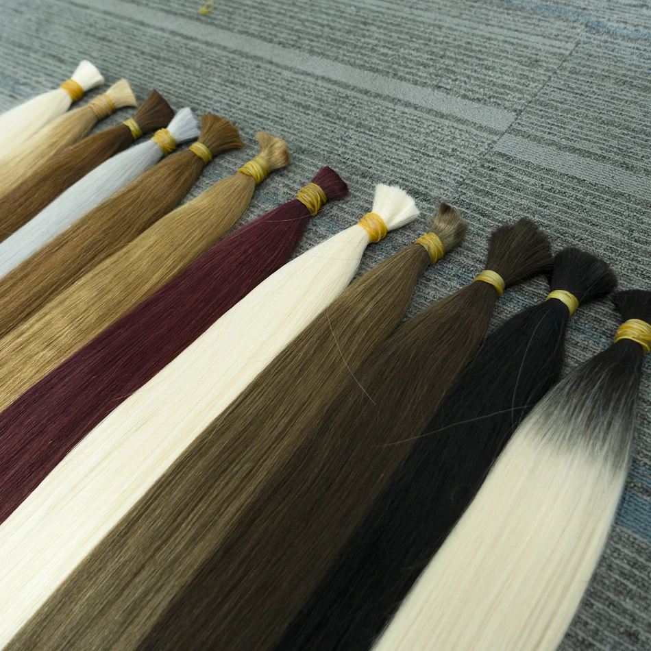 Cabello humano vietnamita a granel, sin cinta, cabello virgen Remy lacio, cabello real natural sin cinta para trenzar, al por mayor 2
