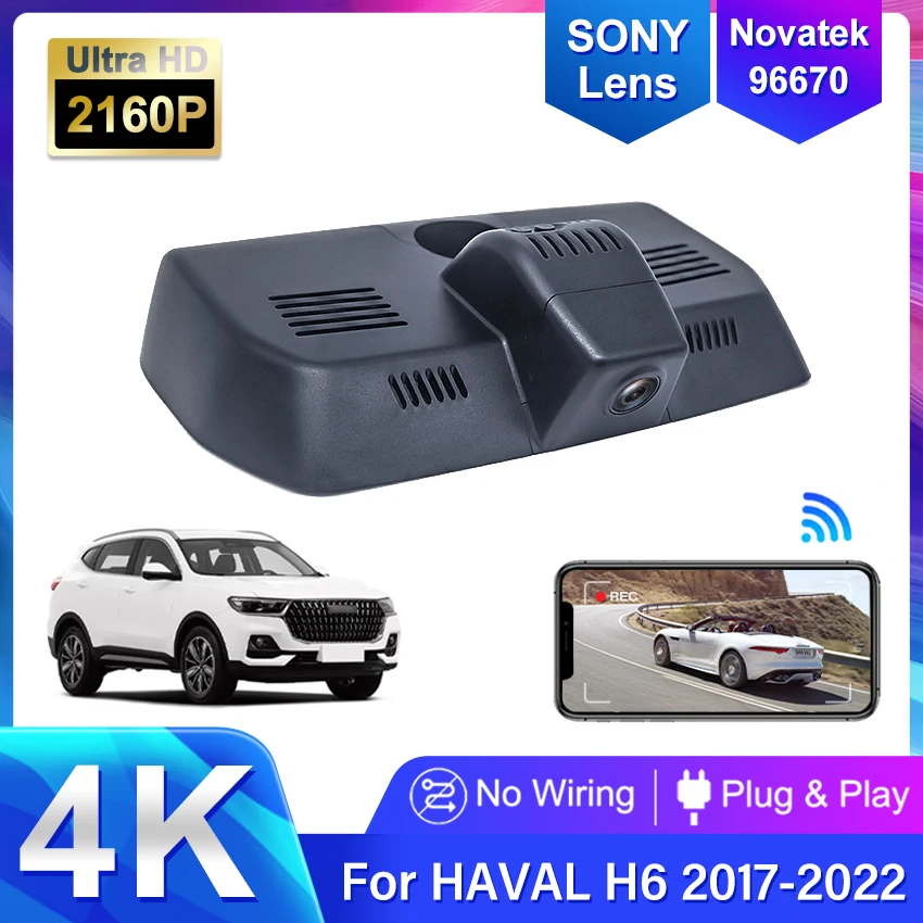 

Автомобильный видеорегистратор UHD 4K 2160P для Great Wall HAVAL H6 2017 2018 2019 2020 2021, видеорегистратор с передней и задней камерой, Wi-Fi, видеорегистратор для вождения