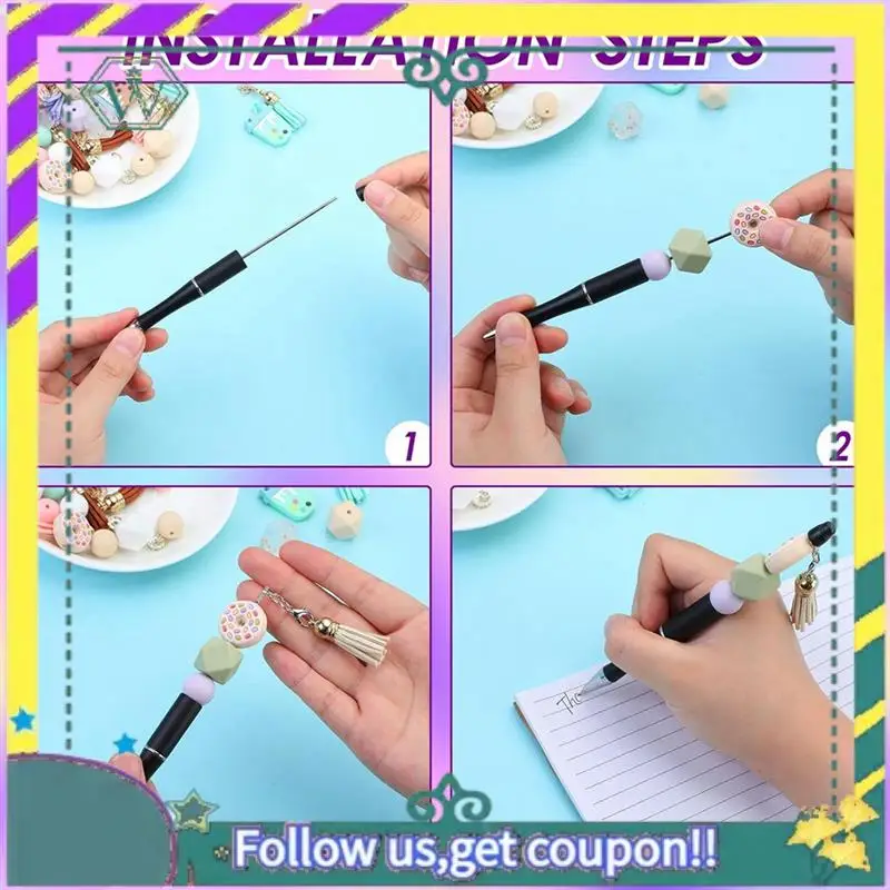 NEW Beadable Pen Beadable Keychain Bars Resealable Pouch Bag And Thank You Cards Set Craft Pen Making Kit Gift Durable