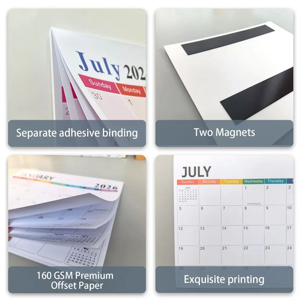 Magnetic Backing Magnetic Fridge Calendar Monthly Planner Eco-Friendly Paper Wall Planner Calendar 18-Month Calendar School