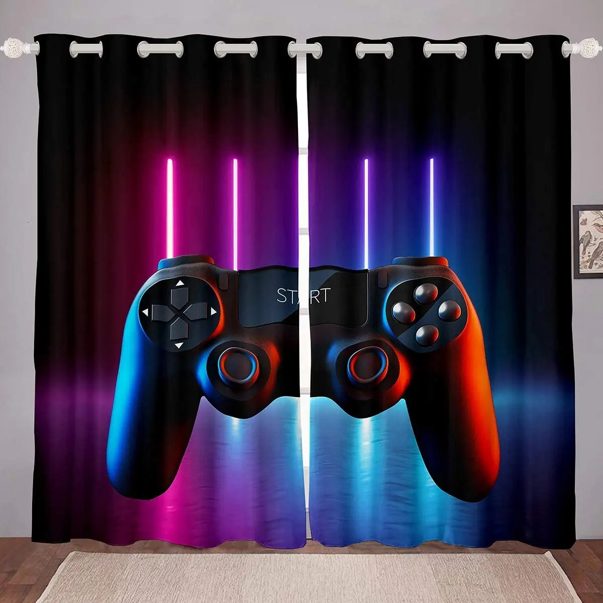 

Gaming Curtains Glitter Gamepad Window Drapes For Boys Teens Gamer Kids Video Games Window Treatments Luxury Galaxy Room Decor