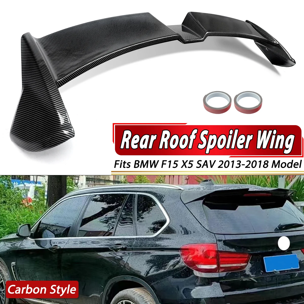 

OETTINGER Style Rear Roof Spoiler Wing Fits BMW X5 F15 2013-18 Carbon Fiber ABS