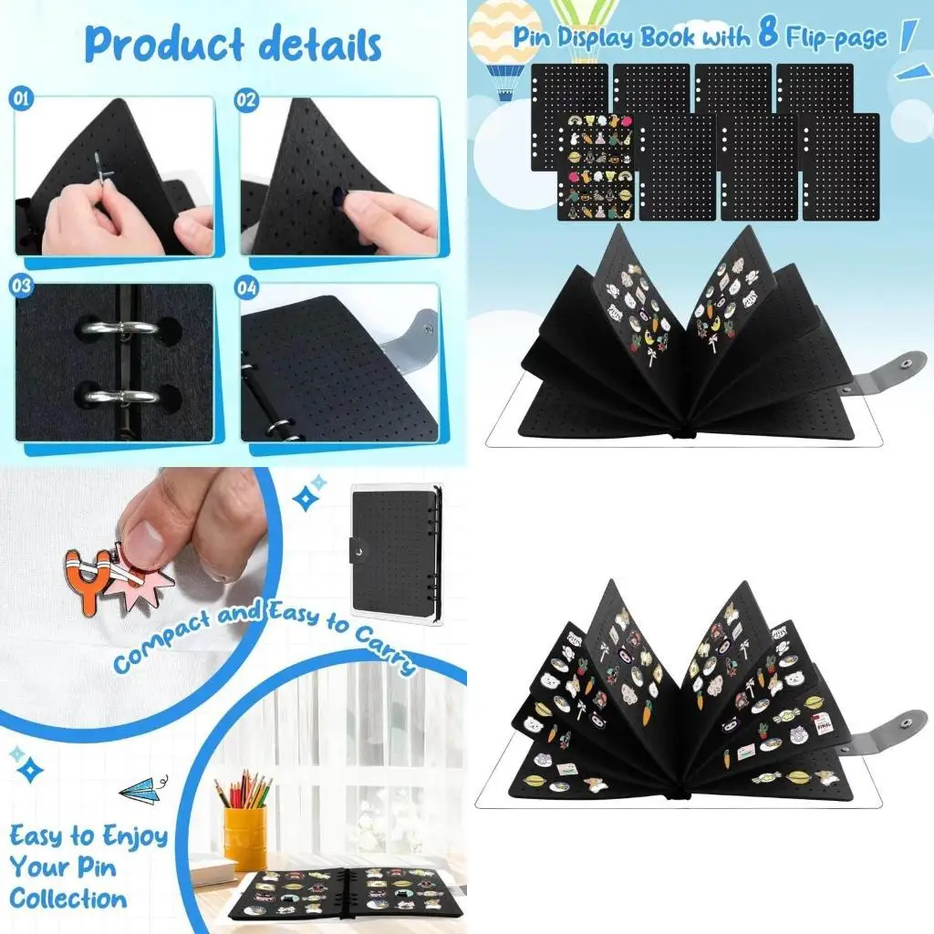 

J78F Pin Collection Showcase Pin Presentation Booklet Pin Organizers Jewelry Exhibition Stand Pin Presentation Shelf for Woman