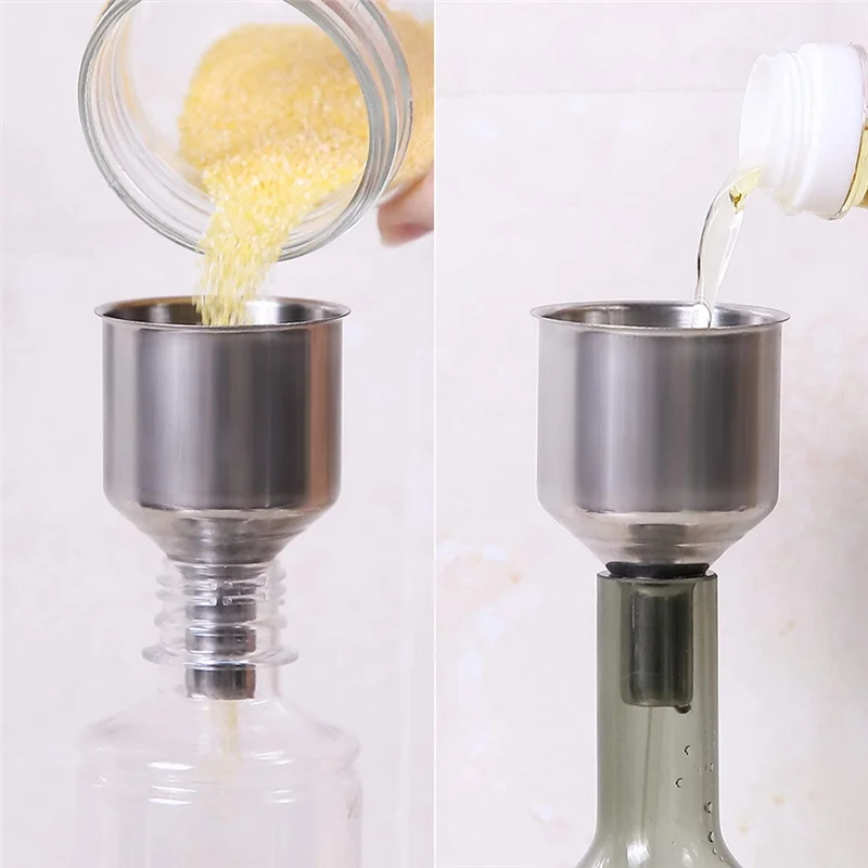 IALJ-주방 잼 깔때기 충전 깔때기 보존 깔때기 스테인레스 스틸 세트(보존 용기 리프터 및 필터 포함)