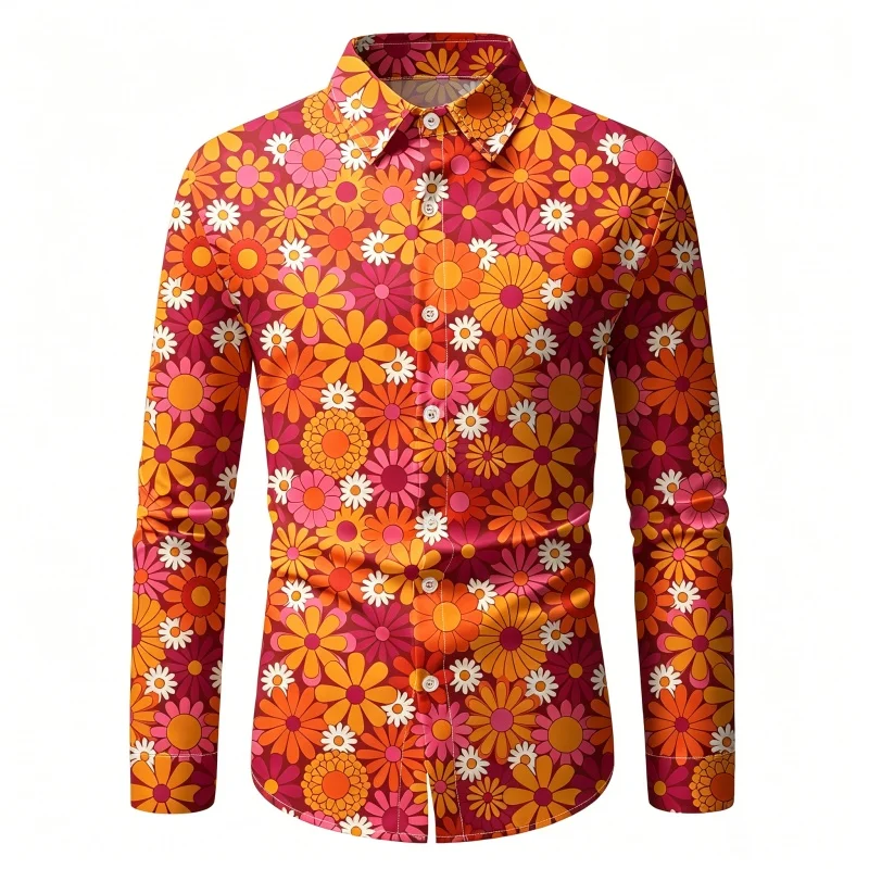 2026 New Fashion Men's Shirt Personalized Printed Shirt Long Sleeve Casual Business Shirt Fashion Trend Personalized Men's Wear view 3