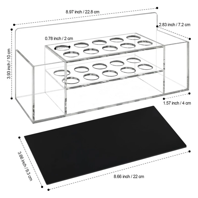 Tempat Spidol Penghapus Kering Magnetik Tempat Spidol Magnetik Akrilik Bening dengan 10 Slot dan Tempat Penghapus Tempat Pensil Pena