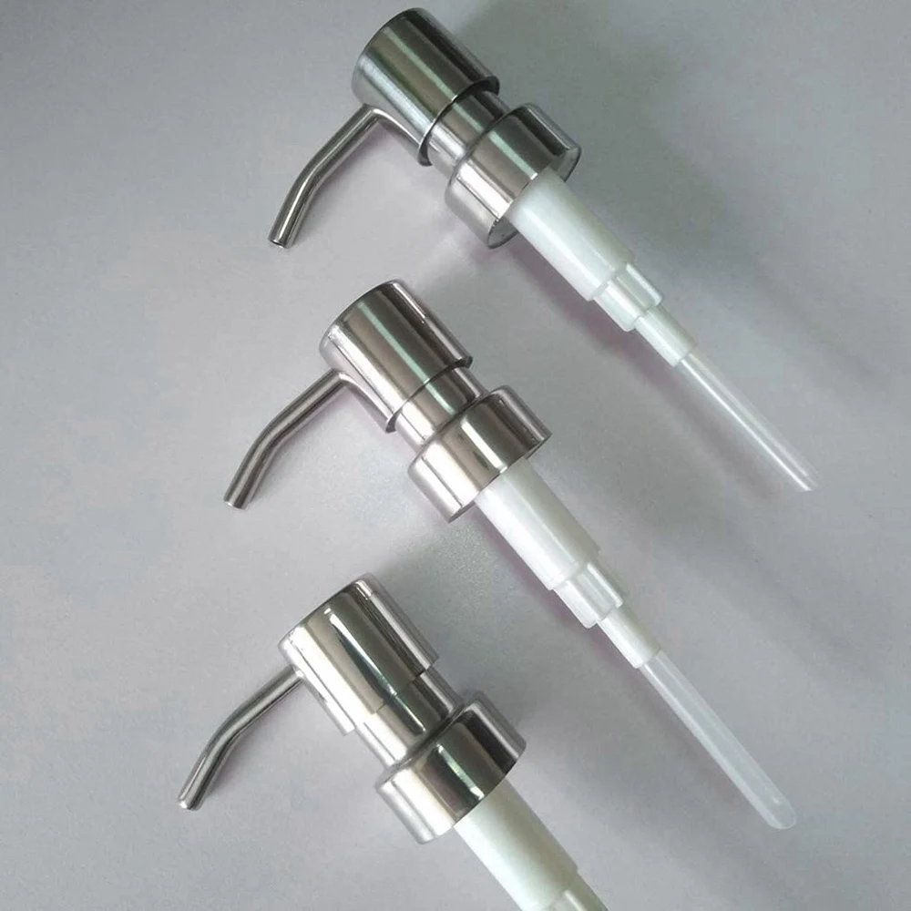 SHGO 5Pcs Stainless Steel Soap Pump Replacement, 28 Teeth Metal Lotion Dispenser Head Nozzle for Bottle
