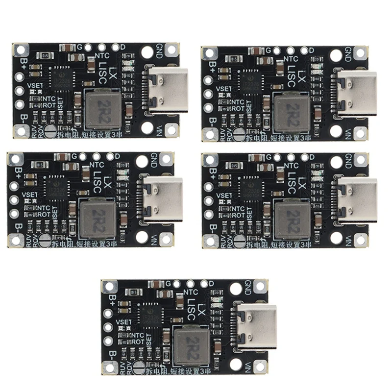 5PCS Type-C 2S BMS Lithium Battery Charging Boost Module 8.4V 12.6V With Balanced Support Fast Charge With Indicator Accessories