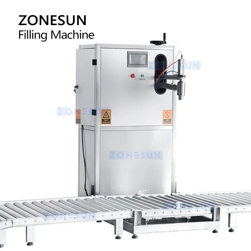 ZONESUN 50L pompe à engrenages de remplissage de tambour à haut débit huile liquide pesage Machine de remplissage convoyeur à rouleaux ZS-YTW250L
