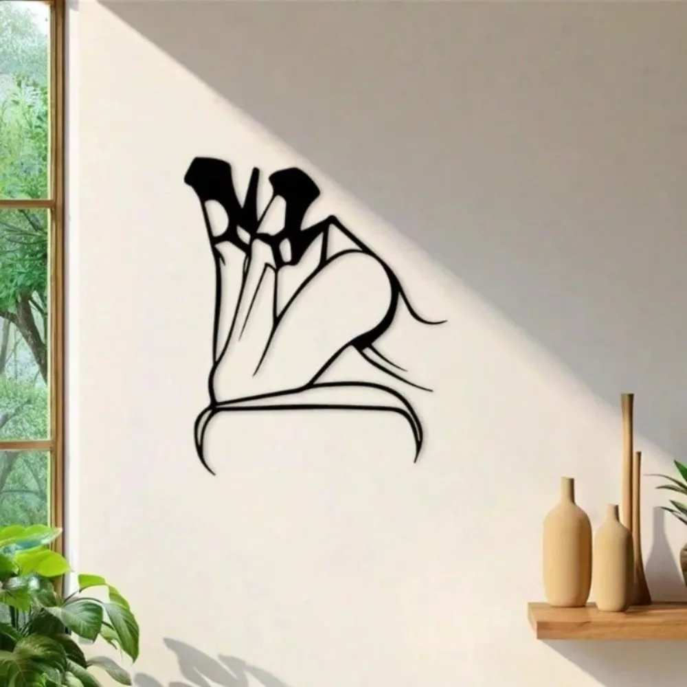 Minimalist Black Metal Wall Art Nude Woman Line Drawing Bedroom Decor