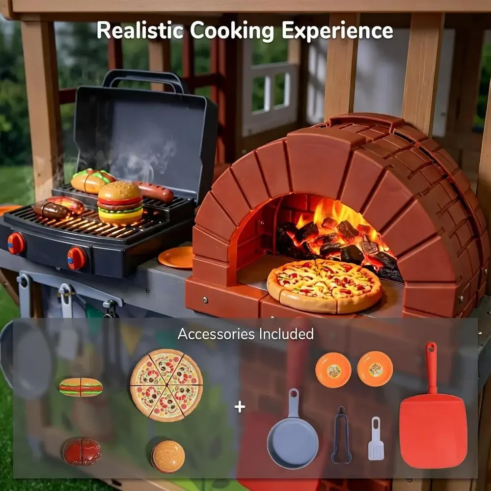 Kids Outdoor Wooden Playhouse, - Kids Outdoor Grill recension och pris