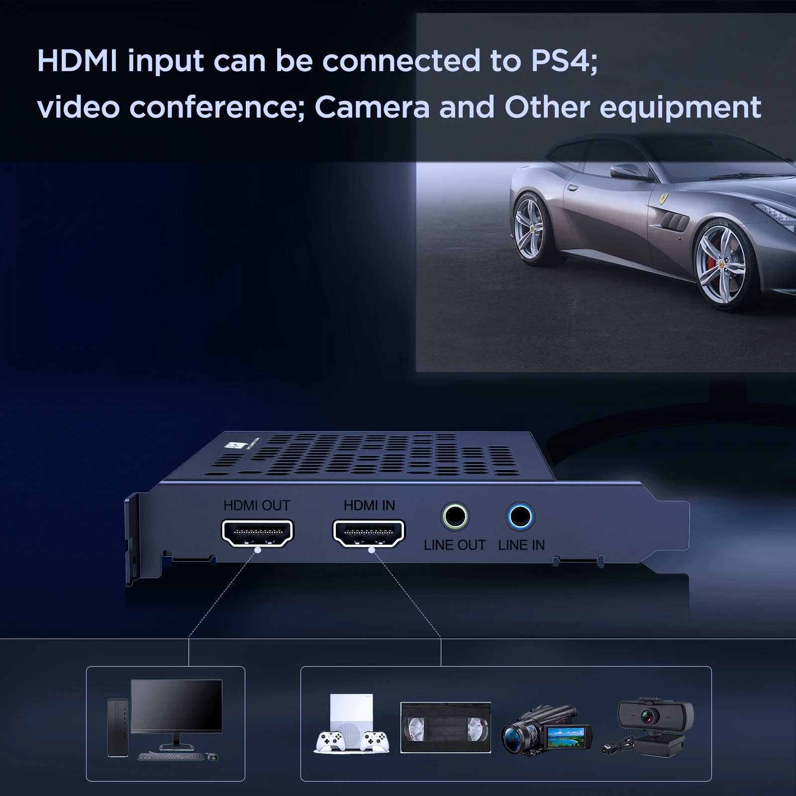 بطاقة التقاط الفيديو PCIe HDMI 1080p120 4K30 1440p60 تسجيل خط البث المباشر في الخارج لكاميرا الكمبيوتر المحمول PS4/5 Xbox Switch