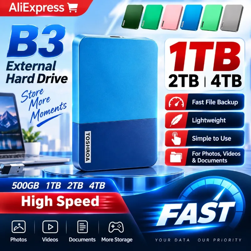 Multi-color selection Portable External Hard Drive High Speed Disk For Laptop Desktop Mac Android Phone Mobile Data Backup New