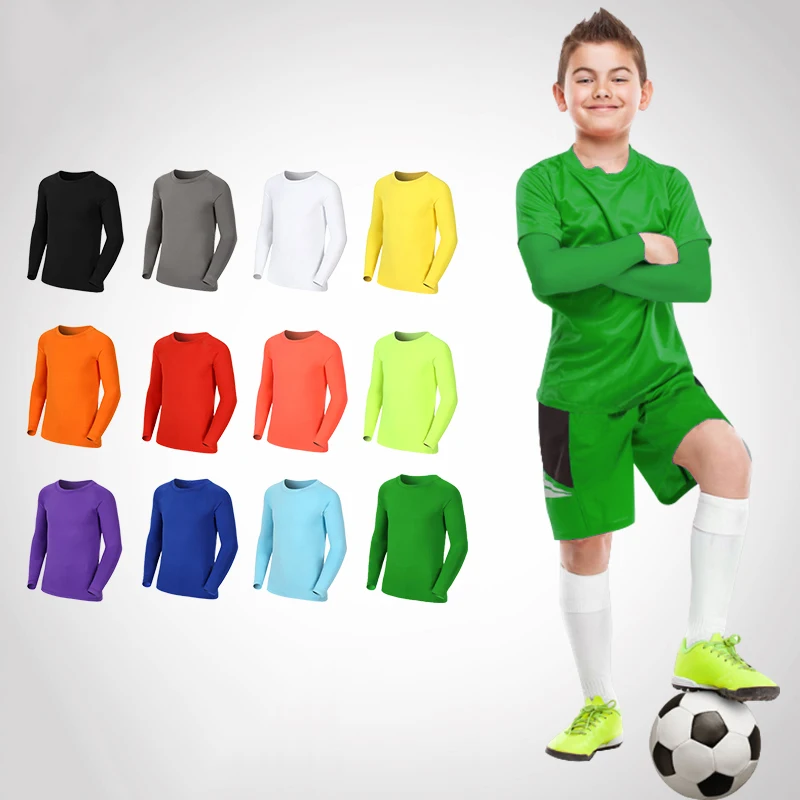 Niños niños niño niña corriendo camiseta larga Fitness deporte baloncesto fútbol al aire libre senderismo trotar montar ropa de fútbol J25