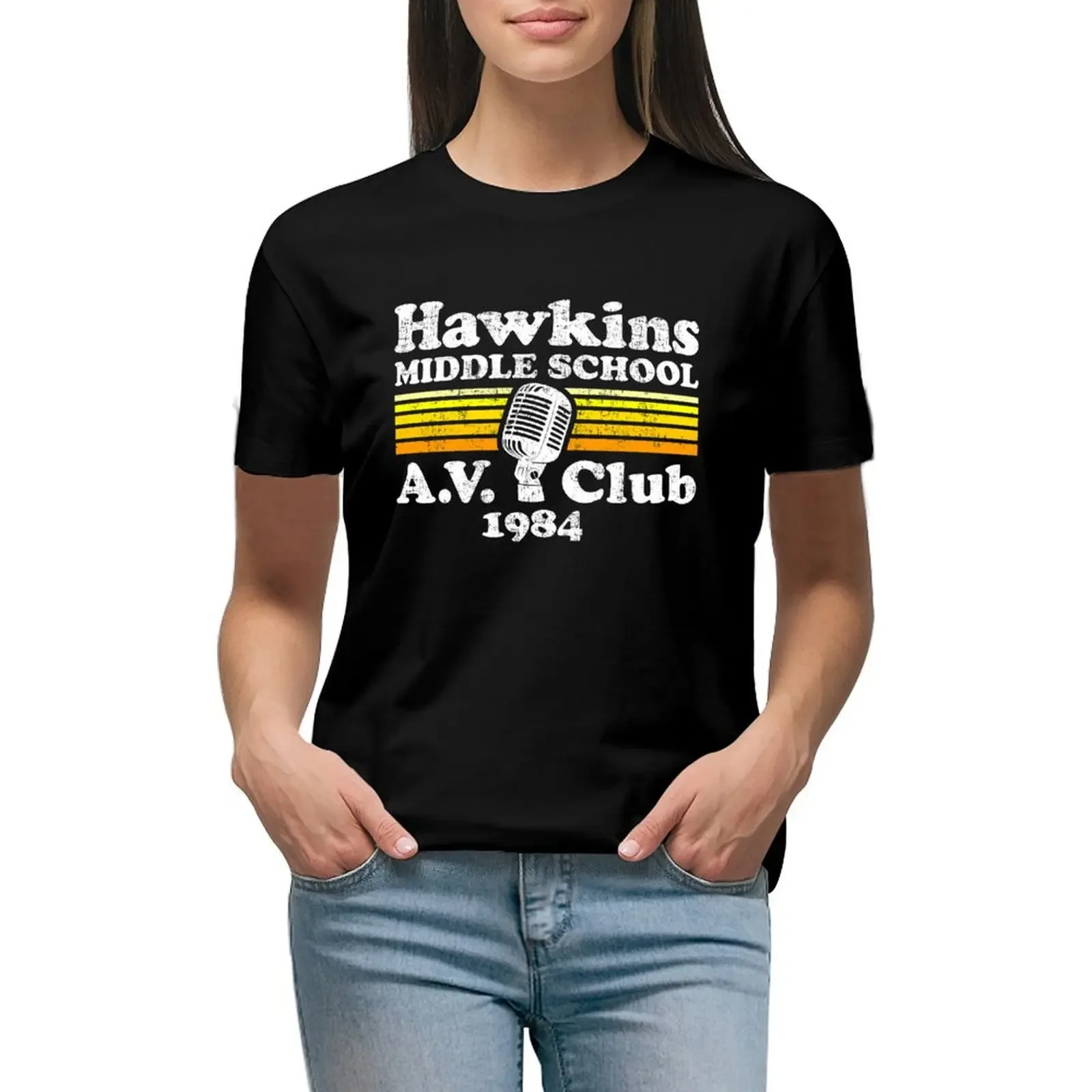 Hawkins Middle School A.V. Club T-Shirt Aesthetic clothing funny Blouse hippie clothes Women t shirt