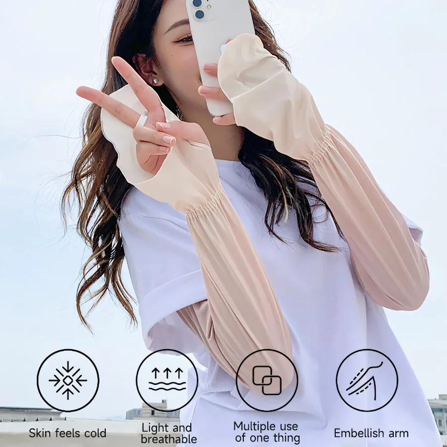 Condução mangas de sol sem dedos manga de braço ajustável com luvas proteção uv capa de braço de resfriamento jardinagem feminina ao ar livre