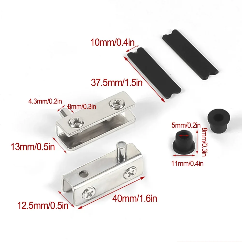 Premium Stainless Steel Glass With Rubber Sleeve Rust-Proof No Drilling Black Pivot Door Hinge Suitable For Glass Doors