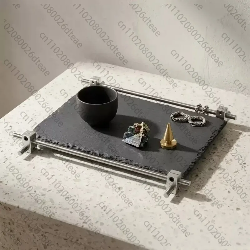This Premium-Quality Tray Combines A Stone Slab Design With A Metal Optical Axis, Making It An Ideal Desktop Organizer.