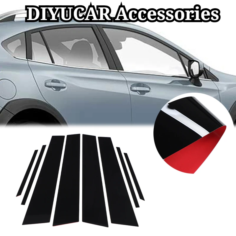 For Subaru WRX Levorg 2015-2021 XV 2018-2022 PC Black Car Door Window Center B Pillar Post Cover Trim Exterior Car Accessories