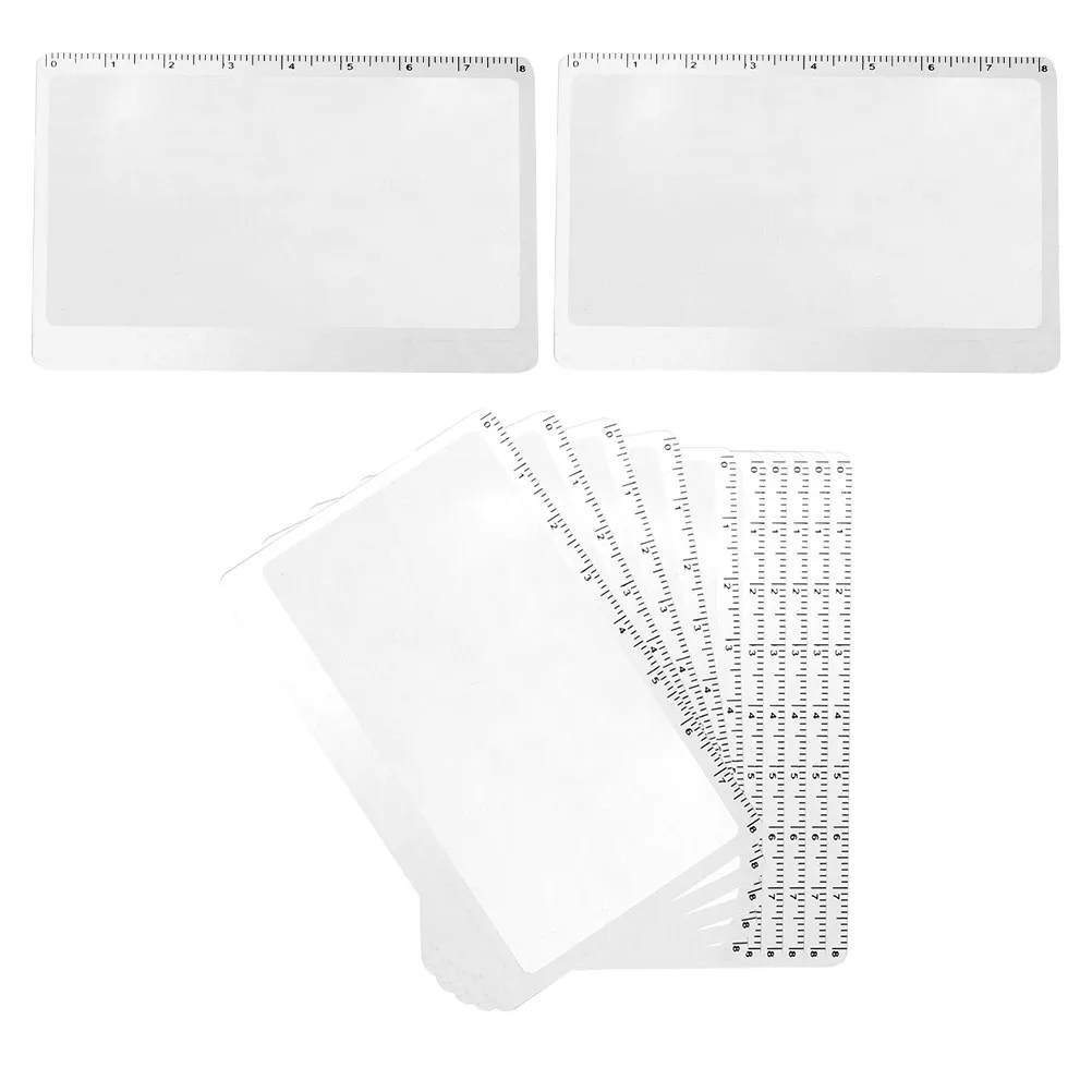 Lot de 12 Loupes de lecture ultra-minces format carte de crédit, Règle grossissante portable pour magazines, livres et journaux