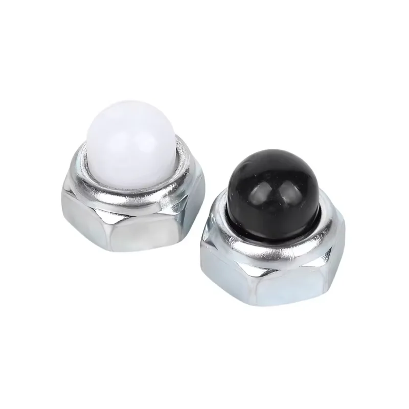 M4 M5 M6 M8 M10 Kohlenstoffstahl Weiß / Schwarz Nylon-Einsatz Sicherungsmutter Nylock Sicherungsmutter mit Kegelkappe – Detail 3